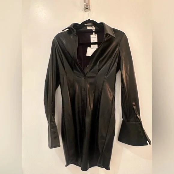 SIMKHAI Women's Soiele Dress in Black, Vegan Leather, Size 2